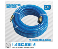 Güde Druckluftschlauch 6 mm/10 m mit Schnellkupplung und Stecknippel
